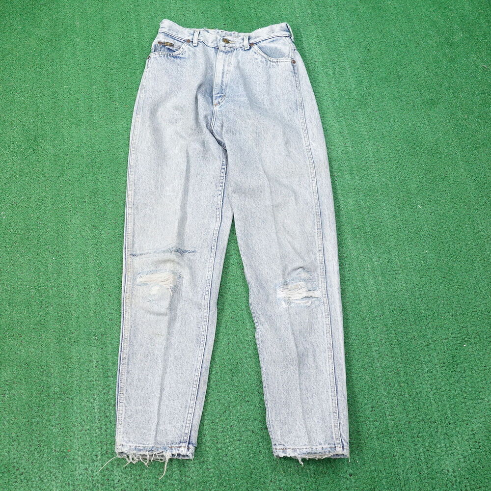 VINTAGE LEE ACID WASH USA MADE DISTRESSED DENIM JEANS WOMENS‎ 11 MED (27X29)